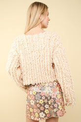 Shaggy Yarn Knit Zip Up Jacket Very J